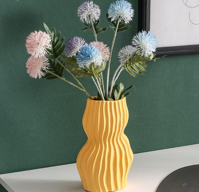 Nordic Creative Hand-painted Vase Ceramic Black And White Vertical Pattern Flower - Pacisia