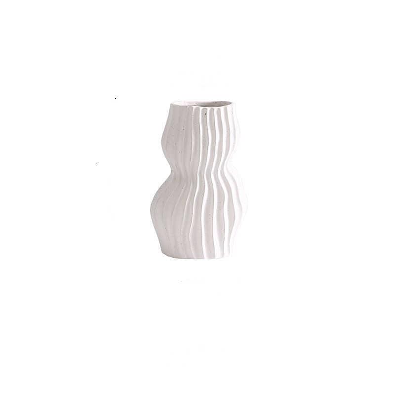 Nordic Creative Hand-painted Vase Ceramic Black And White Vertical Pattern Flower - Pacisia