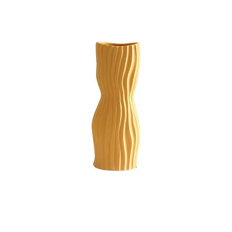 Nordic Creative Hand-painted Vase Ceramic Black And White Vertical Pattern Flower - Pacisia