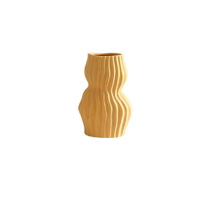 Nordic Creative Hand-painted Vase Ceramic Black And White Vertical Pattern Flower - Pacisia