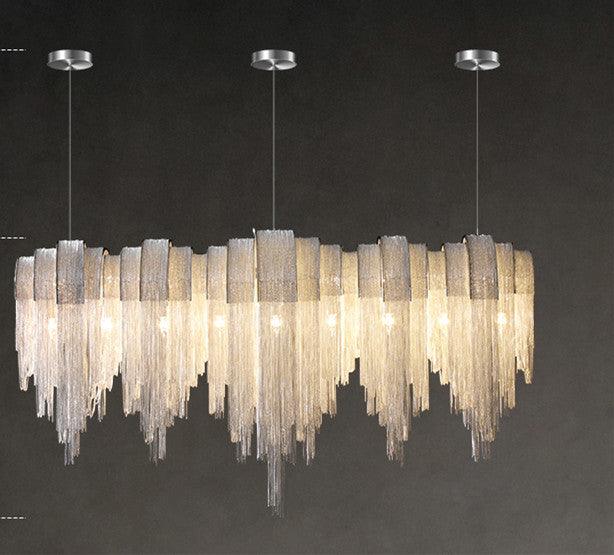 Nordic Luxury Villa Design Tassel Aluminum Chain Living Room Chandelier - Pacisia