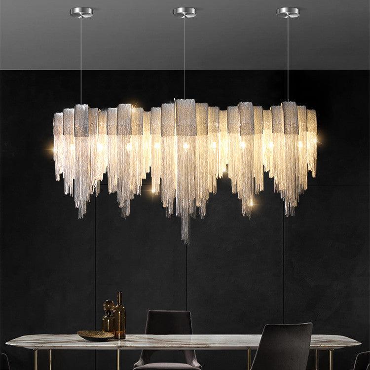 Nordic Luxury Villa Design Tassel Aluminum Chain Living Room Chandelier - Pacisia