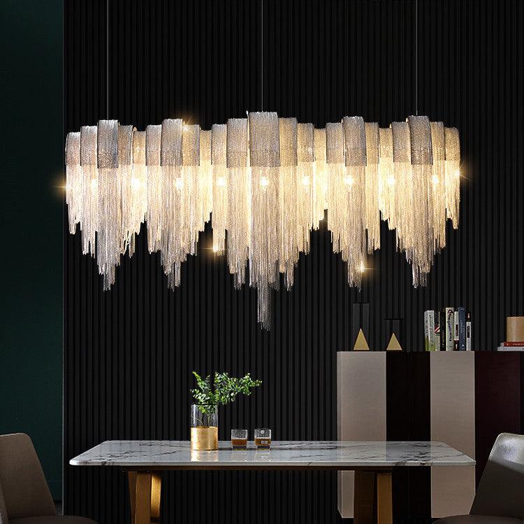 Nordic Luxury Villa Design Tassel Aluminum Chain Living Room Chandelier - Pacisia