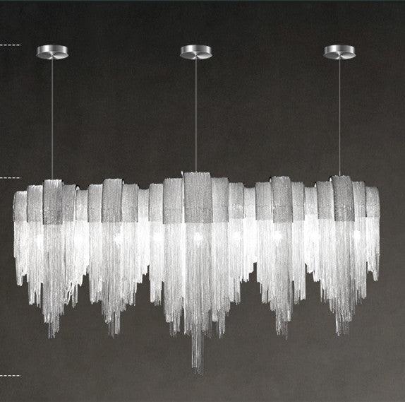Nordic Luxury Villa Design Tassel Aluminum Chain Living Room Chandelier - Pacisia