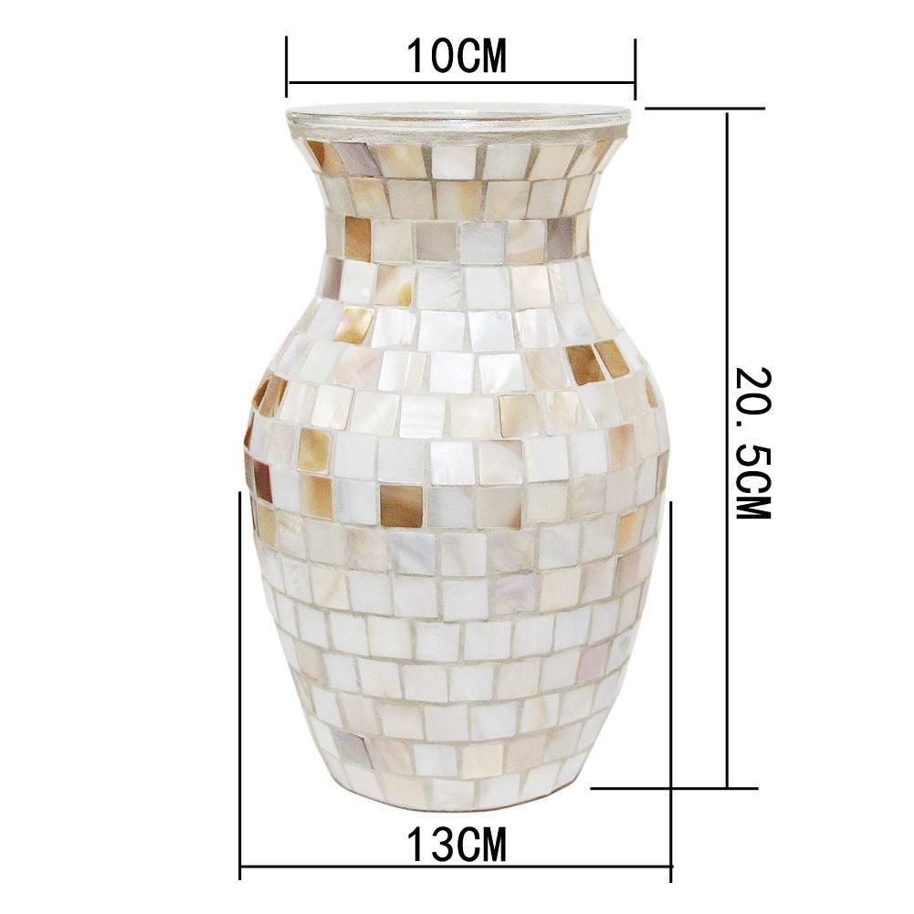 Nordic Pure Handmade White Shell Mosaic Glass Vase - Pacisia
