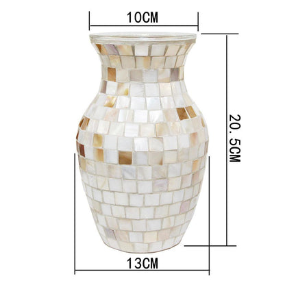 Nordic Pure Handmade White Shell Mosaic Glass Vase - Pacisia