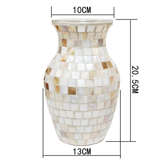 Nordic Pure Handmade White Shell Mosaic Glass Vase - Pacisia