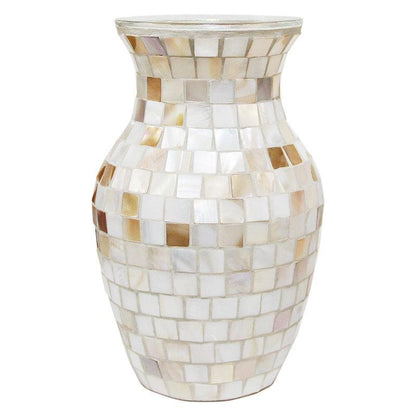 Nordic Pure Handmade White Shell Mosaic Glass Vase - Pacisia