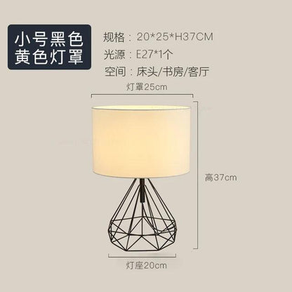 Nordic Retro Creative Geometric Table Lamps for Living Room Decor Drum Shade Bedroom Bedside Lamp Home Study Room Light Fixtures - Pacisia