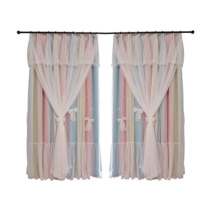Nordic Simple Hollow Star Princess Wind Bedroom Blackout Curtains - Pacisia