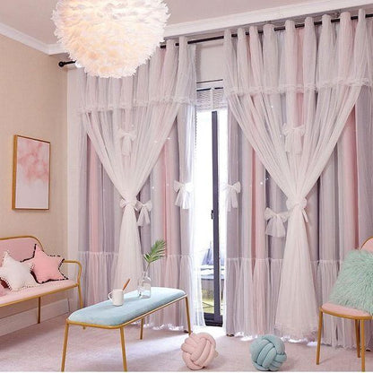 Nordic Simple Hollow Star Princess Wind Bedroom Blackout Curtains - Pacisia