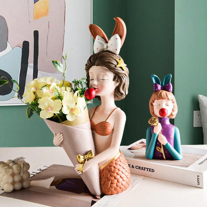 Nordic Style Bubble Girl Resin Flower Vase Ornaments - Pacisia