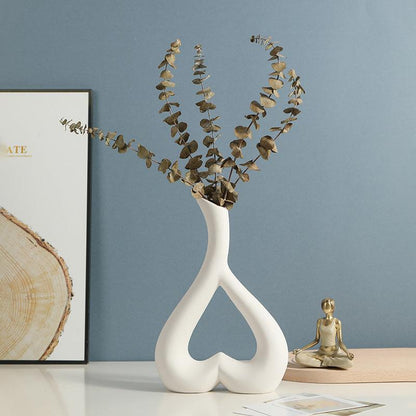 Nordic Style Heart Hollow Out Electroplated Ceramic Vase Decoration - Pacisia