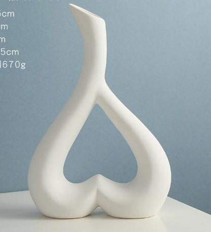 Nordic Style Heart Hollow Out Electroplated Ceramic Vase Decoration - Pacisia