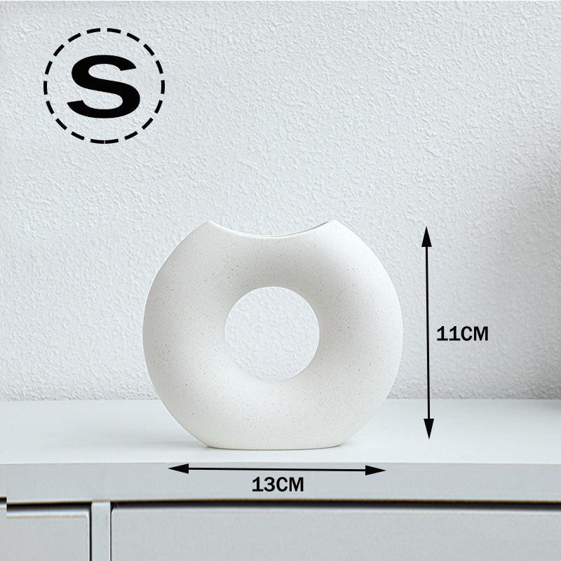 Nordic Style Simple Ceramic Vase Semicircle Creative Flower Device - Pacisia