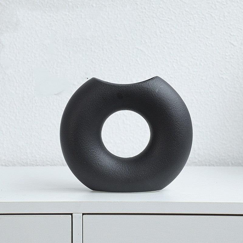 Nordic Style Simple Ceramic Vase Semicircle Creative Flower Device - Pacisia