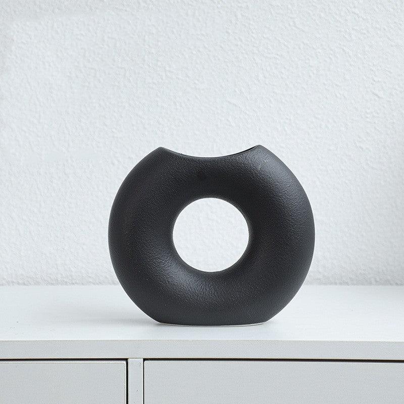 Nordic Style Simple Ceramic Vase Semicircle Creative Flower Device - Pacisia