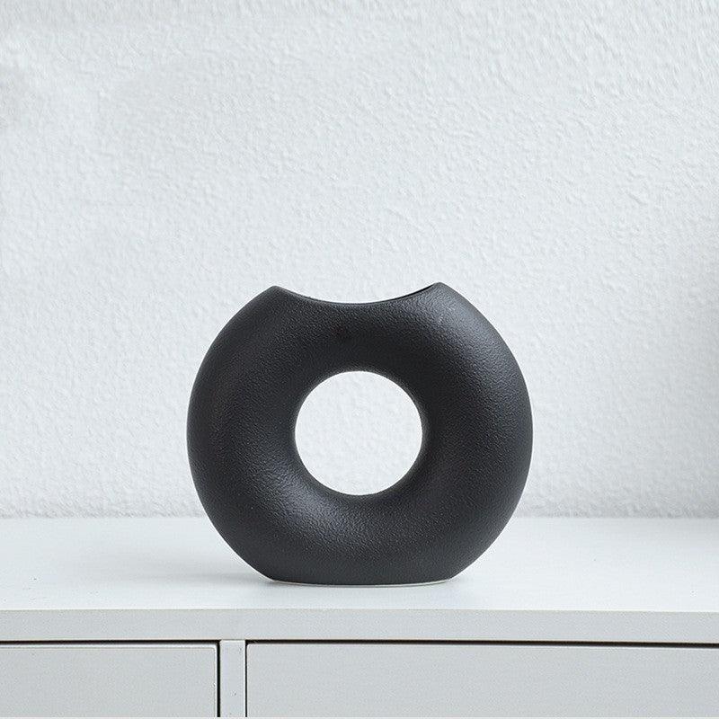 Nordic Style Simple Ceramic Vase Semicircle Creative Flower Device - Pacisia