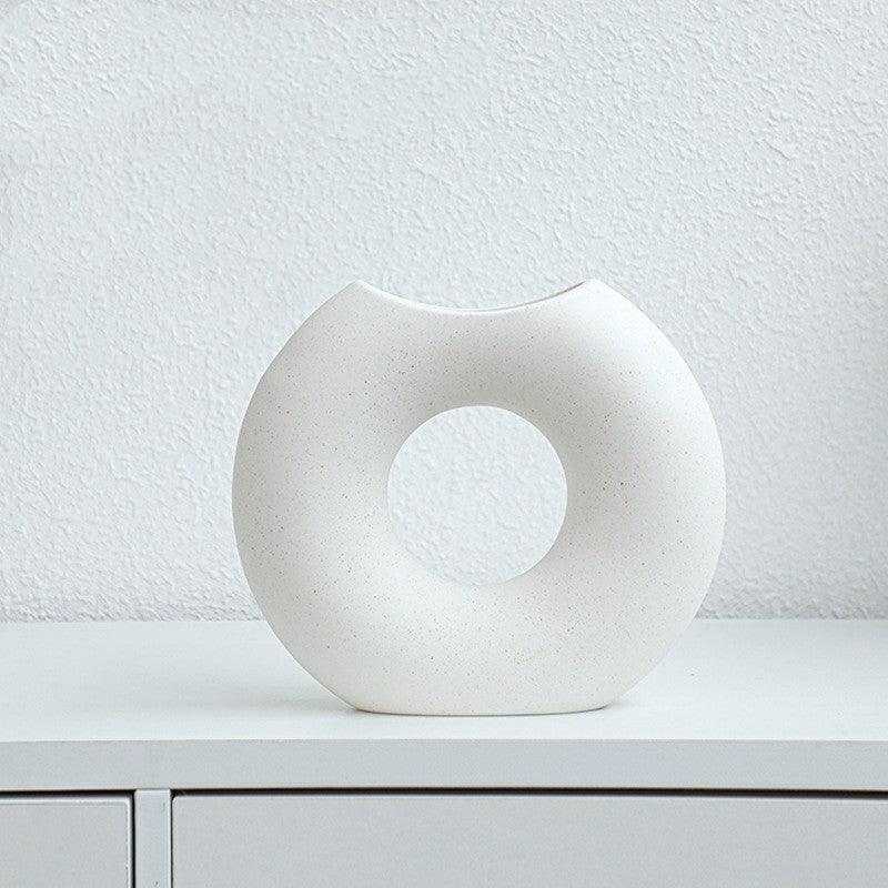 Nordic Style Simple Ceramic Vase Semicircle Creative Flower Device - Pacisia