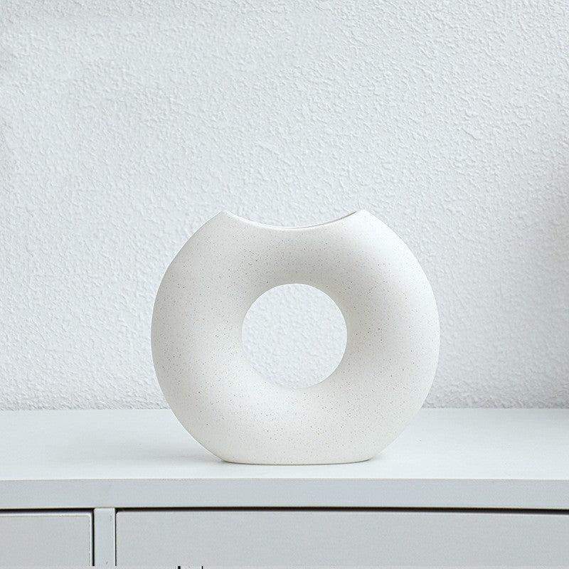 Nordic Style Simple Ceramic Vase Semicircle Creative Flower Device - Pacisia