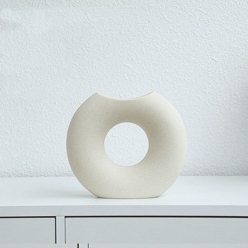 Nordic Style Simple Ceramic Vase Semicircle Creative Flower Device - Pacisia
