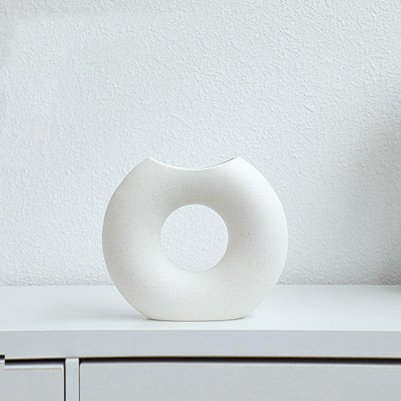 Nordic Style Simple Ceramic Vase Semicircle Creative Flower Device - Pacisia