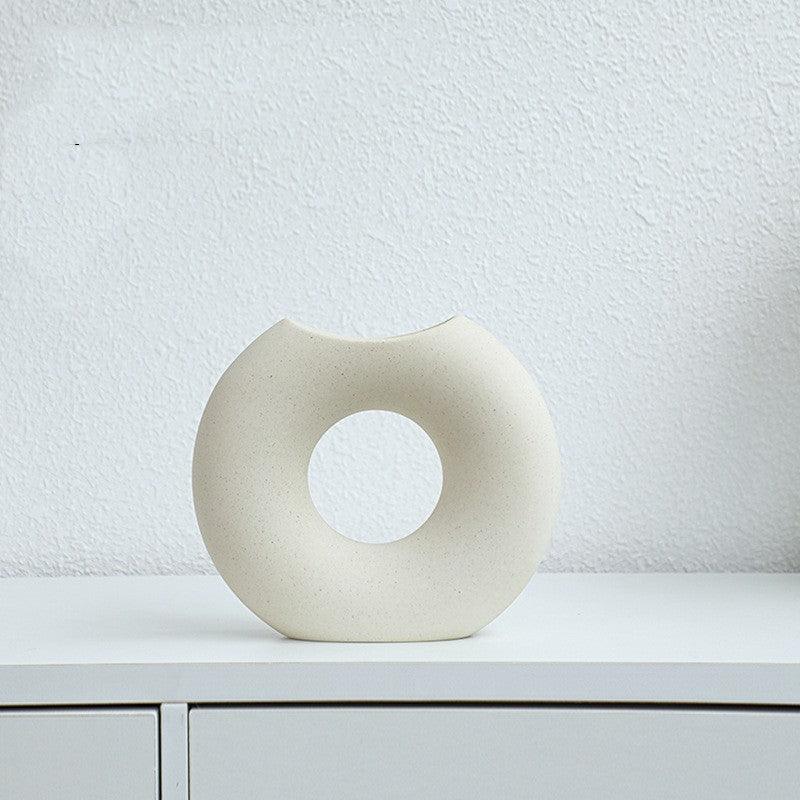 Nordic Style Simple Ceramic Vase Semicircle Creative Flower Device - Pacisia