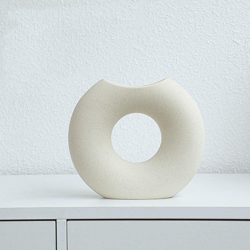 Nordic Style Simple Ceramic Vase Semicircle Creative Flower Device - Pacisia