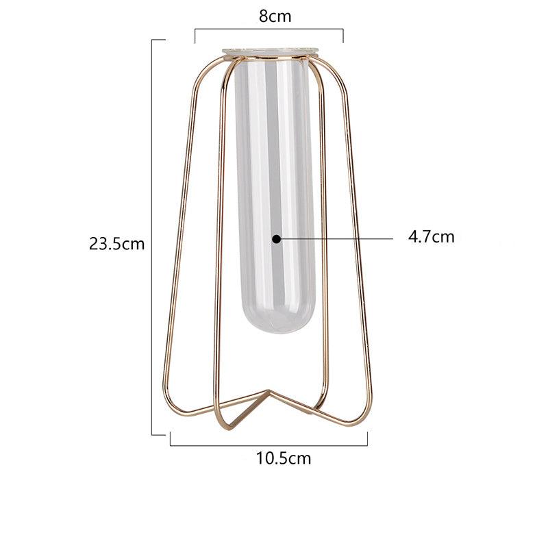 Nordic Style Simple Geometric Metal Wrought Iron Transparent Glass Hydroponic Vase - Pacisia