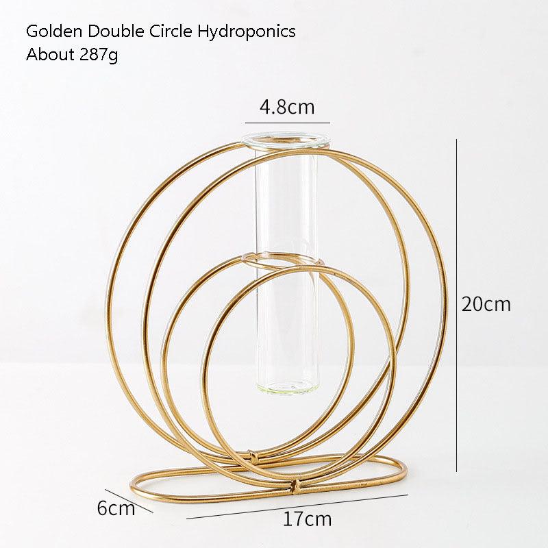 Nordic Style Simple Geometric Metal Wrought Iron Transparent Glass Hydroponic Vase - Pacisia