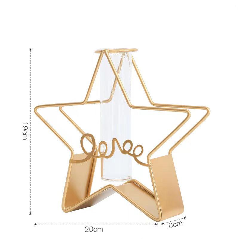 Nordic Style Simple Geometric Metal Wrought Iron Transparent Glass Hydroponic Vase - Pacisia