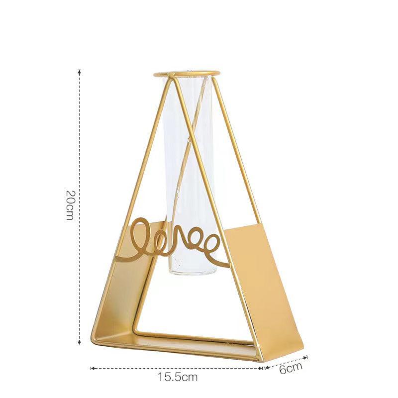 Nordic Style Simple Geometric Metal Wrought Iron Transparent Glass Hydroponic Vase - Pacisia