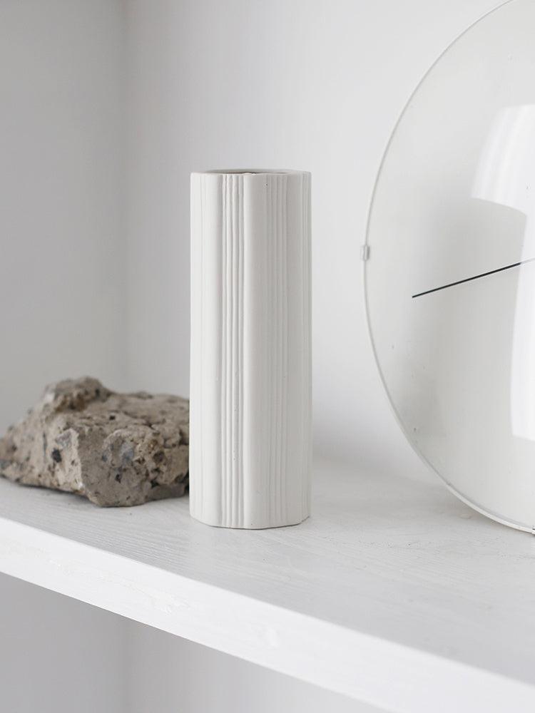 Nordic White Vertical Striped Ceramic Vase Living Room Home Decoration - Pacisia