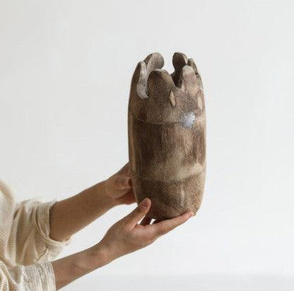 Old Solid Wood Wabi Sabi Style Vase Ornament - Pacisia
