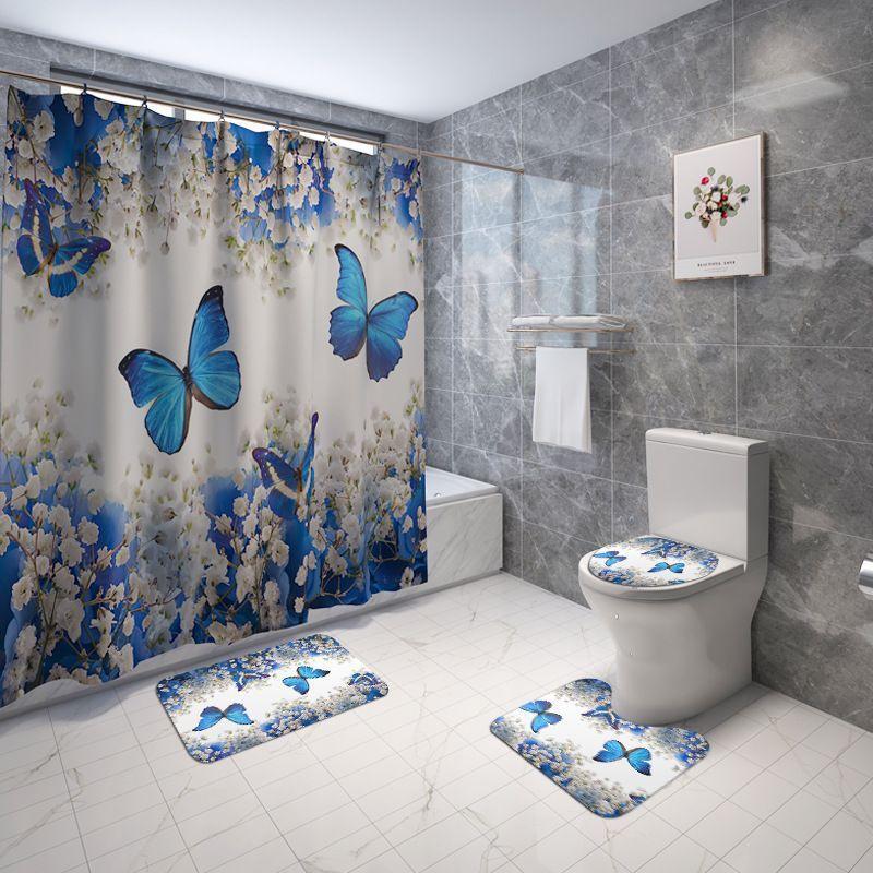 Polyester 3d Printed Shower Curtain Four-piece Set - Pacisia