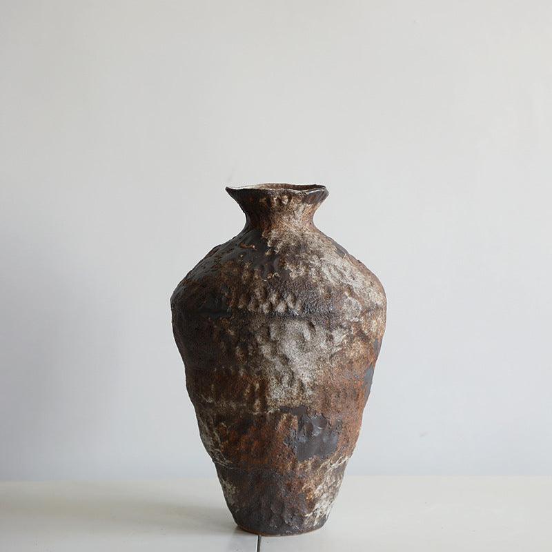 Porcelain Vase Coarse Pottery Flower Arrangement Retro - Pacisia