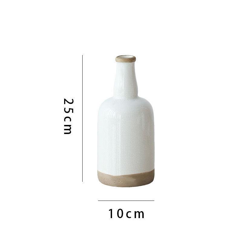 Porcelain Vase Living Room Vase Retro Small Mouth Flower - Pacisia