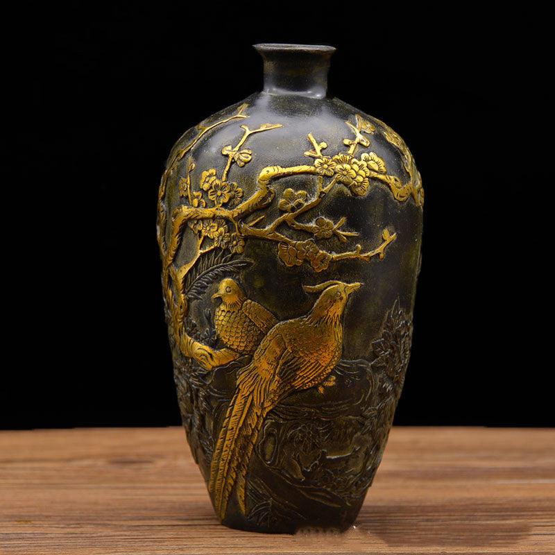 Pure Copper Gilt Happy Brow Vase Writing And Play Ornaments - Pacisia