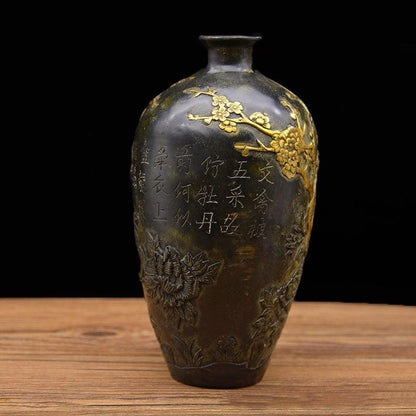 Pure Copper Gilt Happy Brow Vase Writing And Play Ornaments - Pacisia