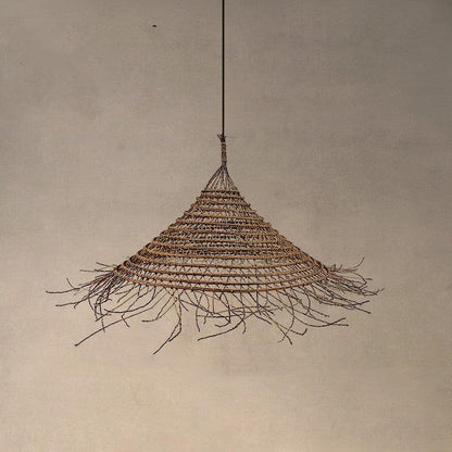 Rattan Chandelier At The Bedside Of Wabi Sabi B&B Study Room - Pacisia