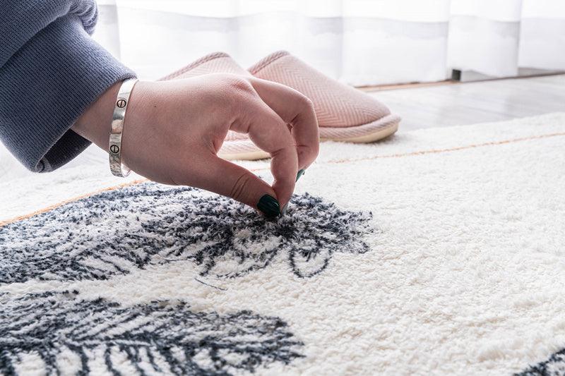 Retro Simple Square Black And White Plant Carpet Floral Bottom - Pacisia