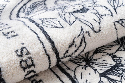 Retro Simple Square Black And White Plant Carpet Floral Bottom - Pacisia