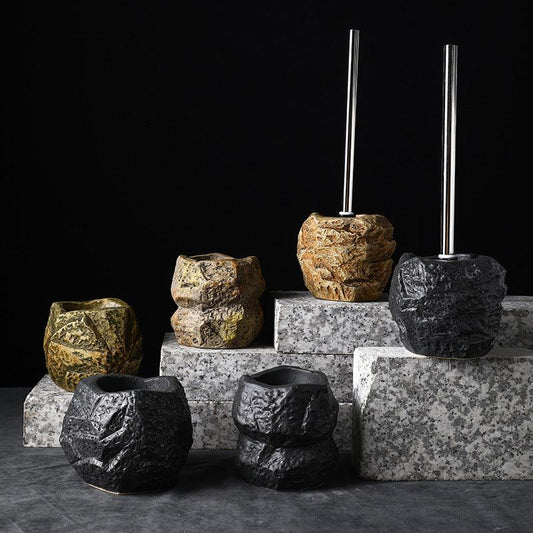 Retro Stone Toilet Brush Creative Bathroom Cleaning Brush - Pacisia