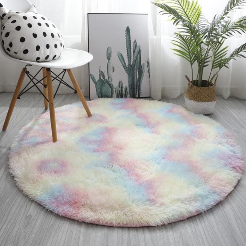 Round Long Hair Tie-dye Carpet Yoga Mat - Pacisia
