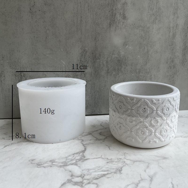 Round Pattern Flower Pot Silicone Mold Texture Cement Plaster Resin Flowerpot Vase Mold - Pacisia