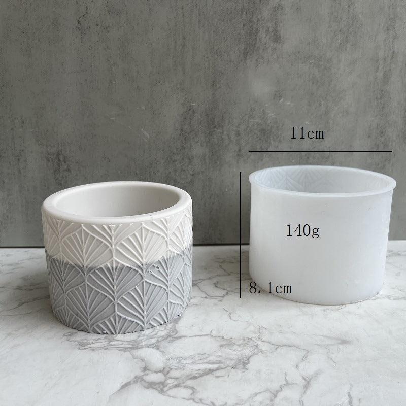 Round Pattern Flower Pot Silicone Mold Texture Cement Plaster Resin Flowerpot Vase Mold - Pacisia