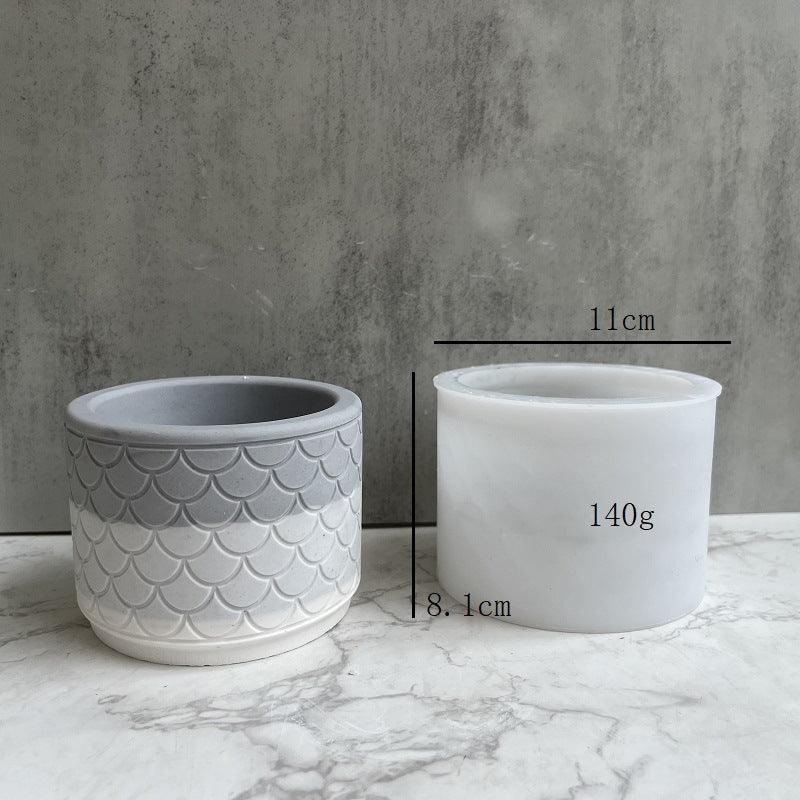 Round Pattern Flower Pot Silicone Mold Texture Cement Plaster Resin Flowerpot Vase Mold - Pacisia