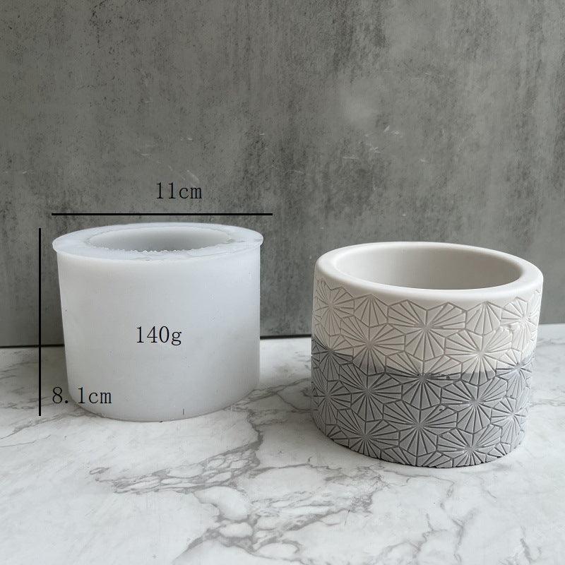 Round Pattern Flower Pot Silicone Mold Texture Cement Plaster Resin Flowerpot Vase Mold - Pacisia