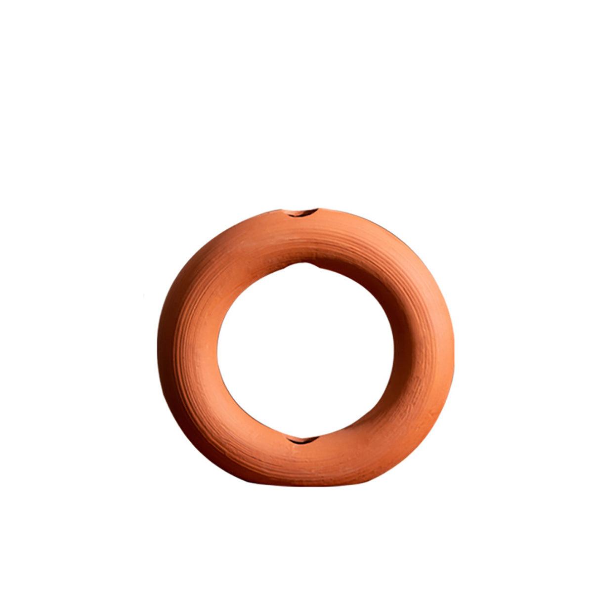Round Red Clay Vase Home Counter Decoration Handicraft - Pacisia