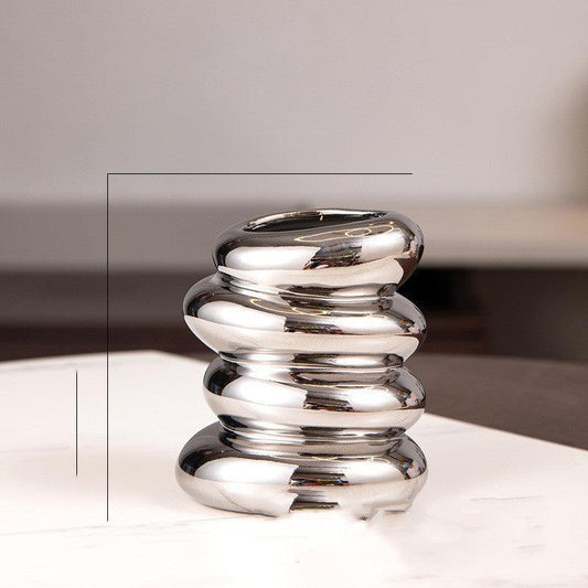 Silver Plating Irregular Ceramic Vase - Pacisia
